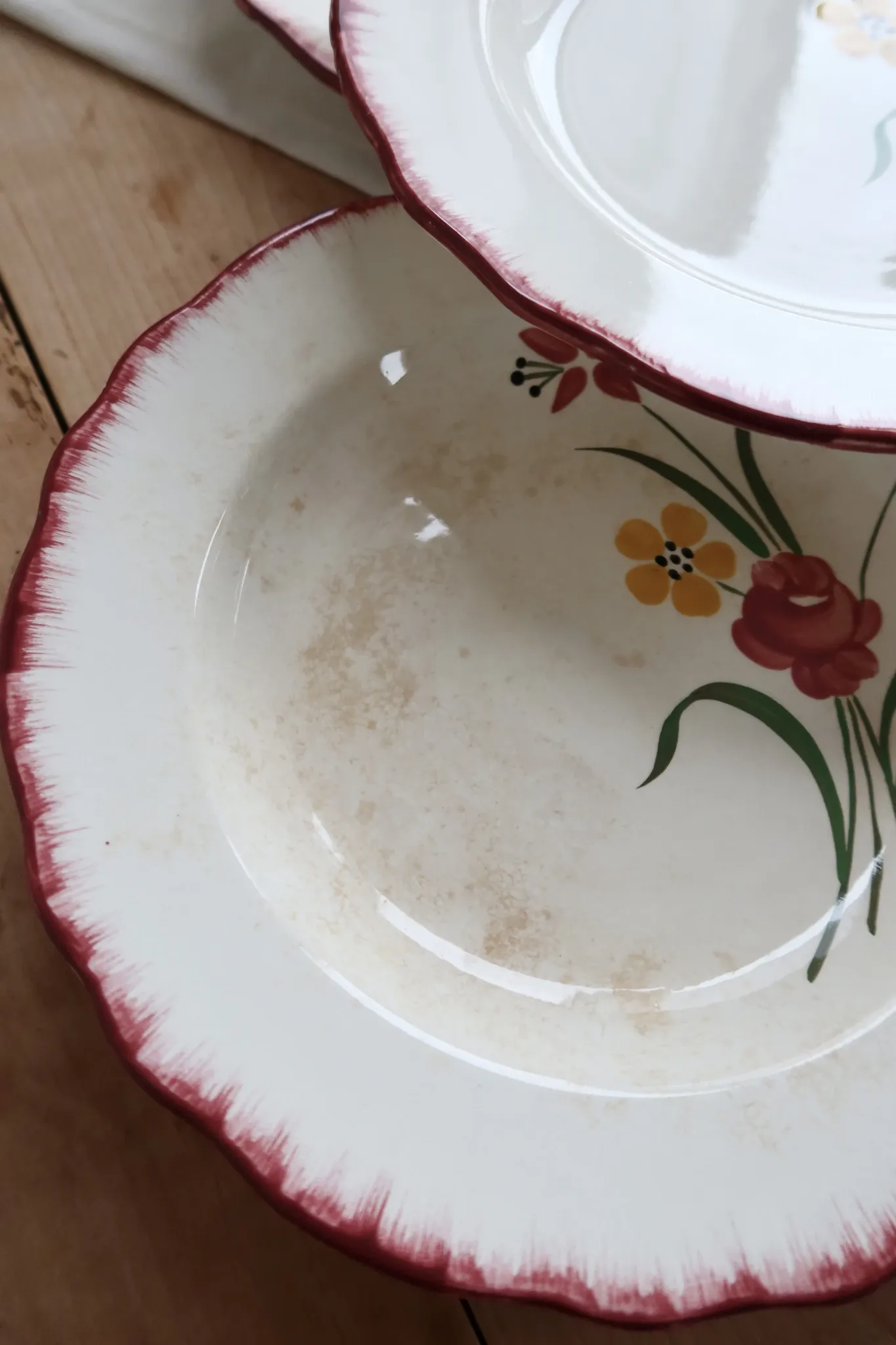 4 vintage deep plates, ironstone Salins model Pierrette