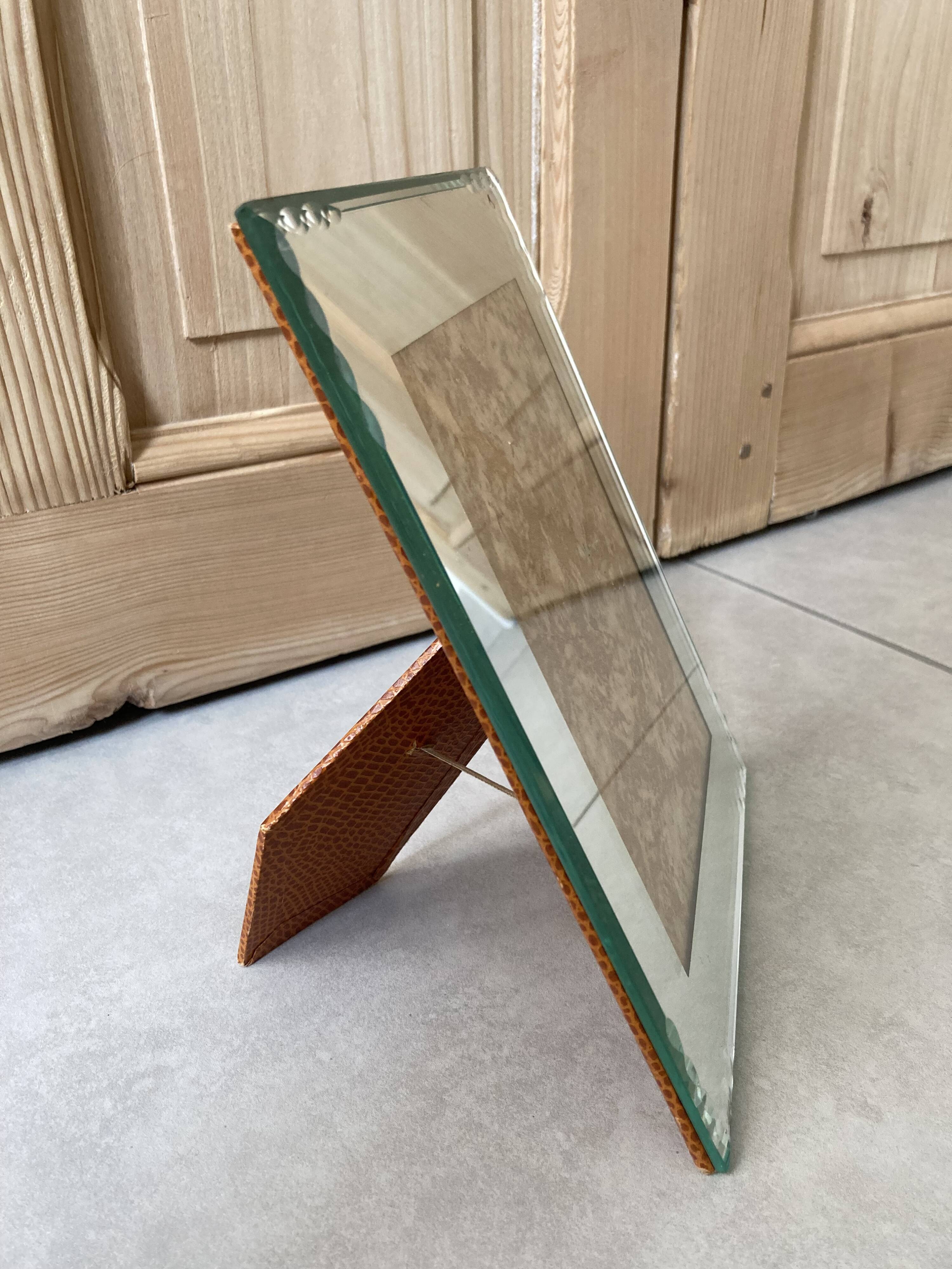 Beveled mirror photo frame 18 x 24cm 1940s