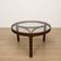 table basse scandinave en teck et verre