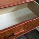 Rattan chest of drawers with one large drawer and two hinged doors - mahogany color