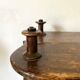 Old shelf in turned wood like reels