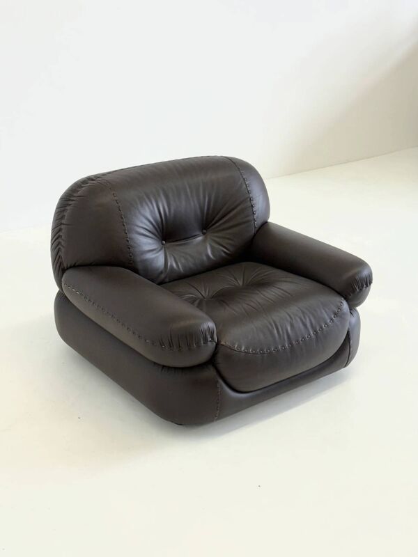 Fauteuil Sapporo en cuir marron foncé pour Mobil Girgi