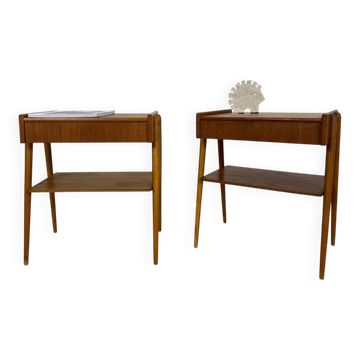 Pair of teak bedside tables by AB Carlström, 1960