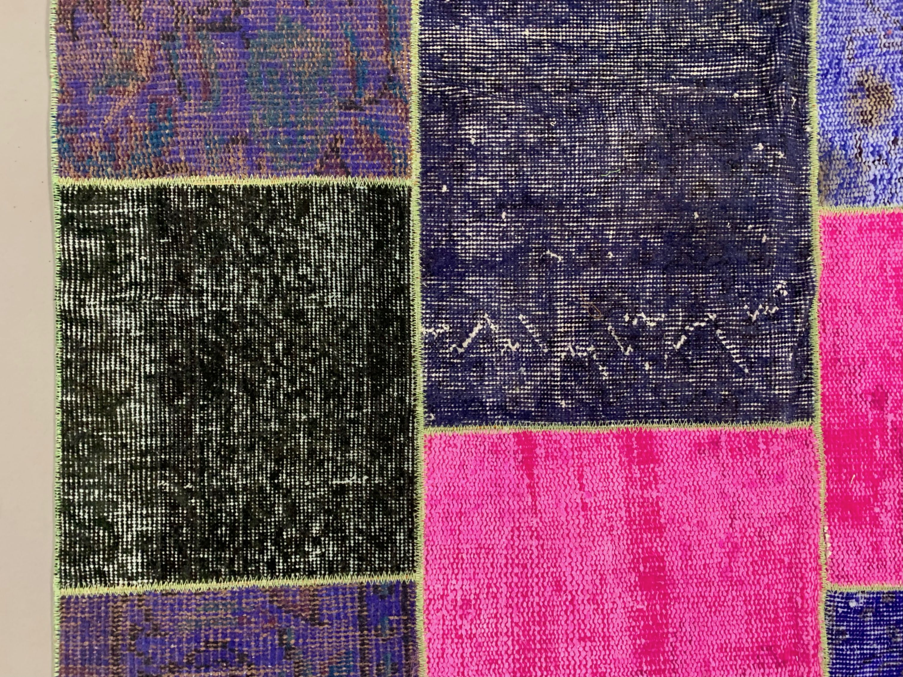 Distressed Vintage Turkish Patchwork Rug 221x150 cm Wool Medium