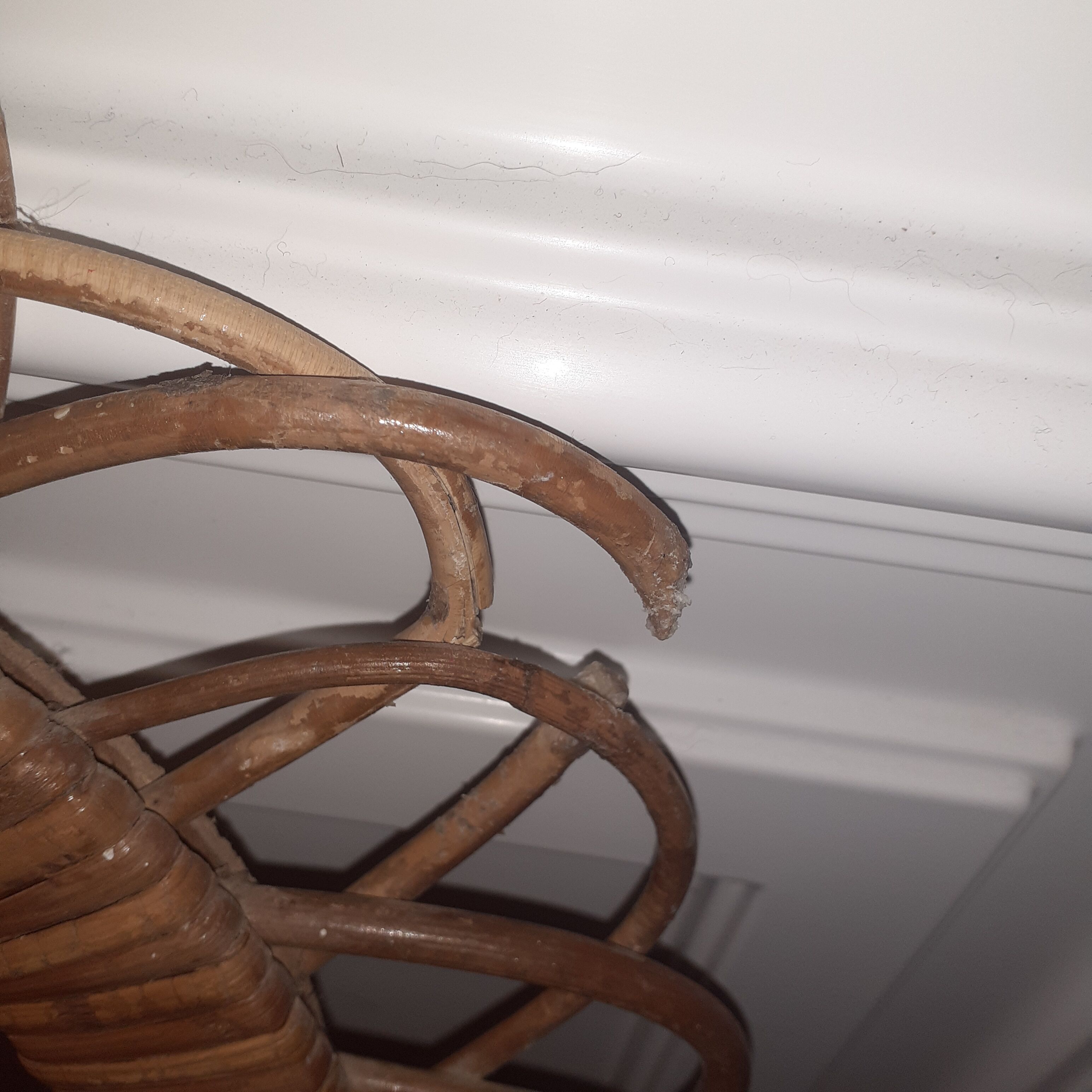 Large old oval rattan mirror93x43cm