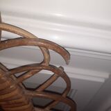 Large old oval rattan mirror93x43cm