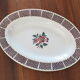 Vintage oval dish 50s - flowers tampon gao