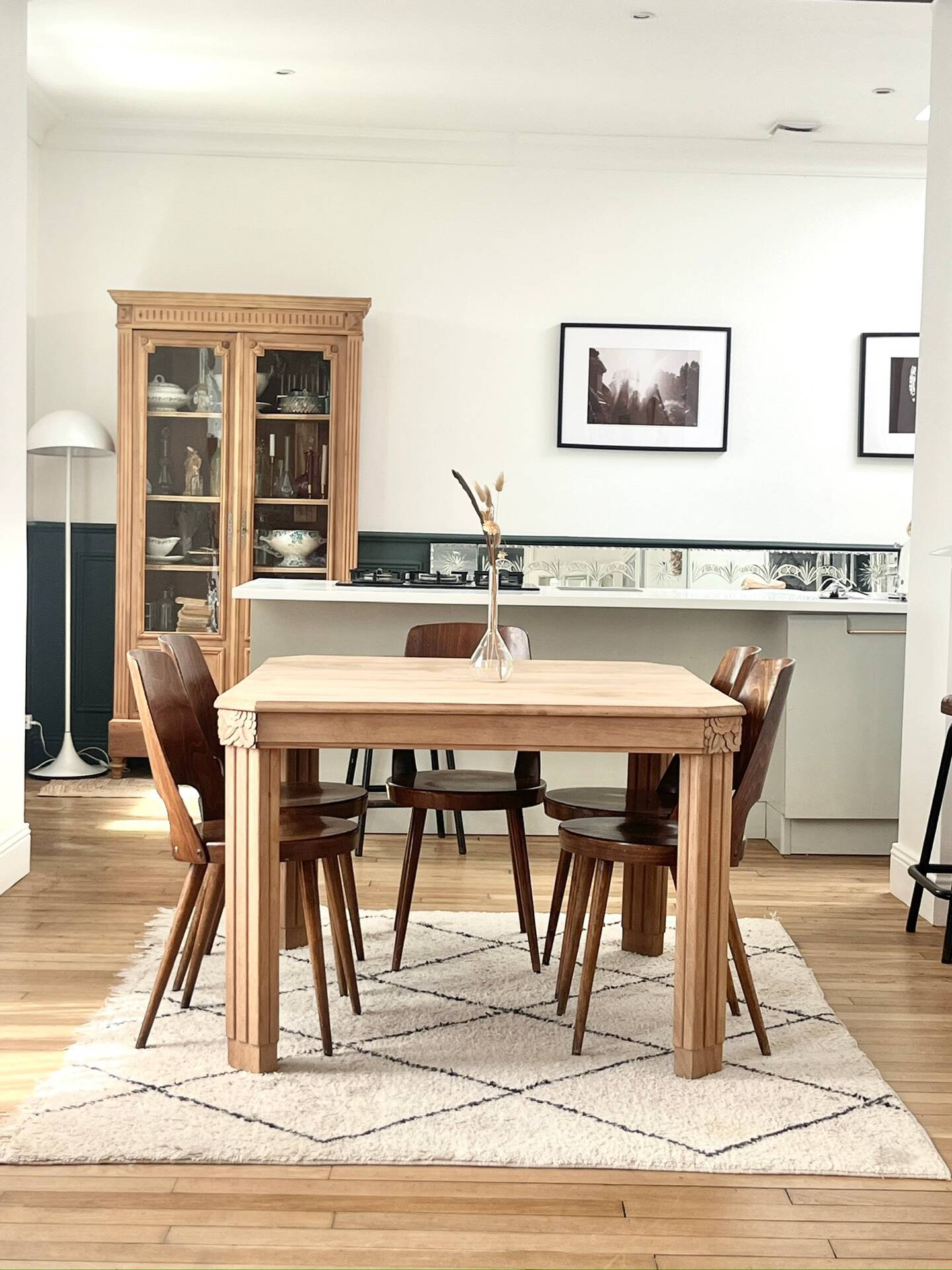 Art Deco dining table made of solid wood.