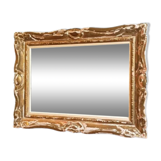 Miroir Cadre bois stuc sculpté dorée patiné dp 1123650
