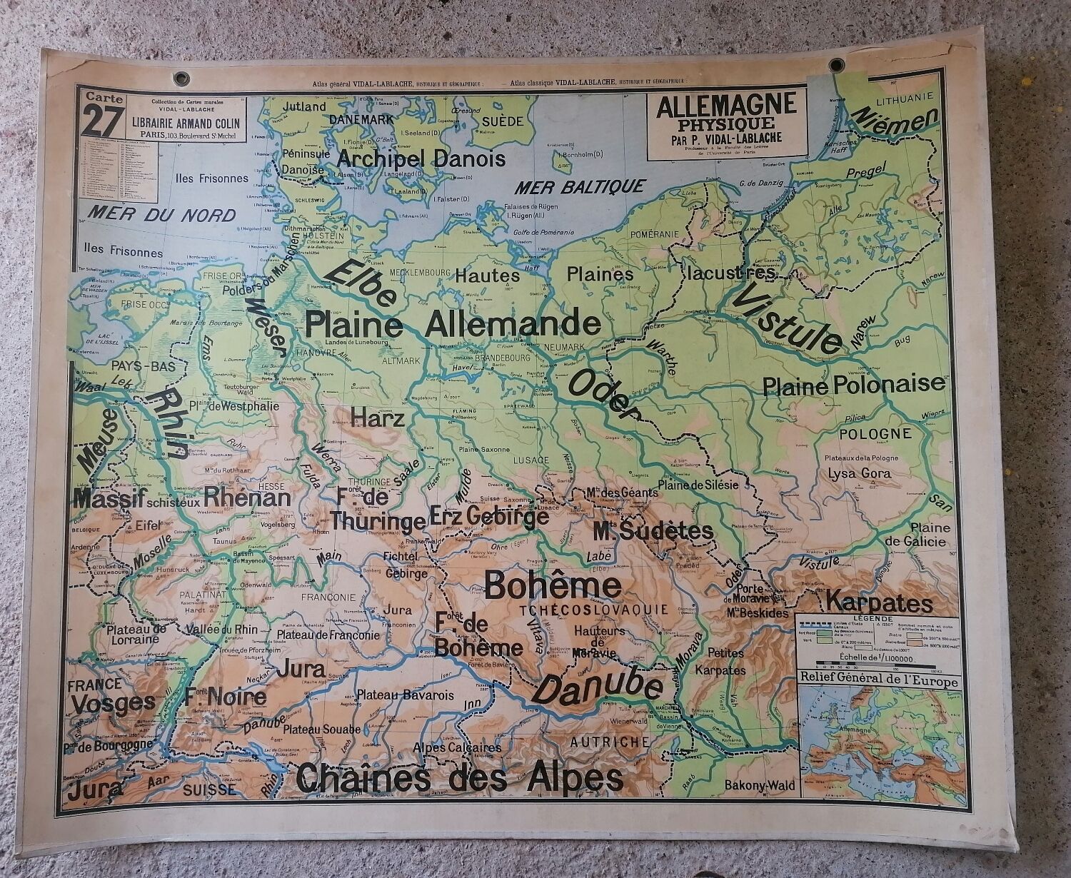 Old Vidal Lablache school map of Germany n°27.