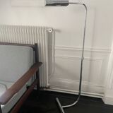 Minimalist chrome reading light / light fixture from 1970 by Christian Liaigre - Vintage height-adjustable floor lamp