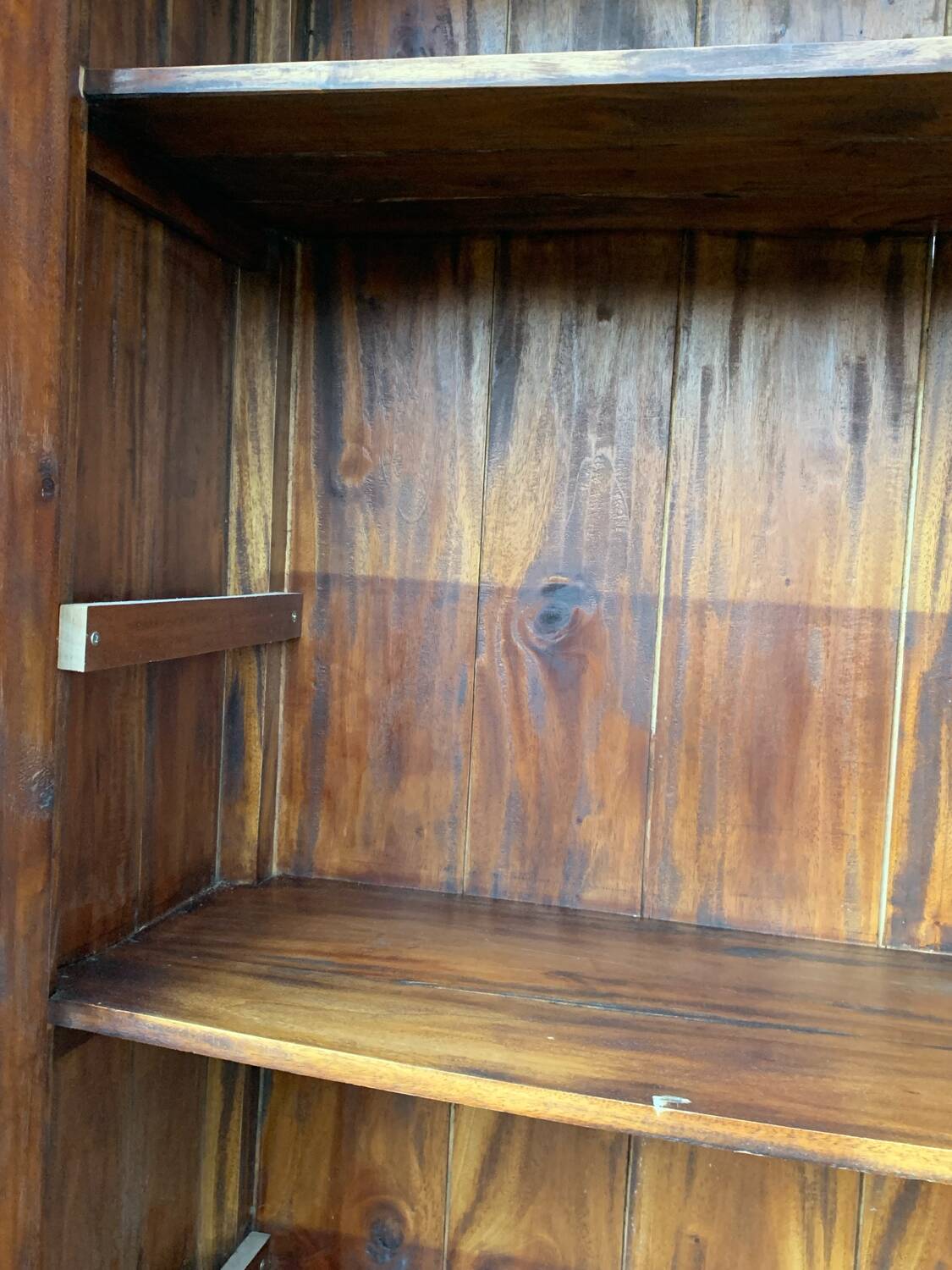 Parisian wardrobe in raw wood with engraved glass from 1920.