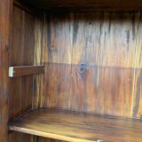 Parisian wardrobe in raw wood with engraved glass from 1920.