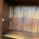 Parisian wardrobe in raw wood with engraved glass from 1920.