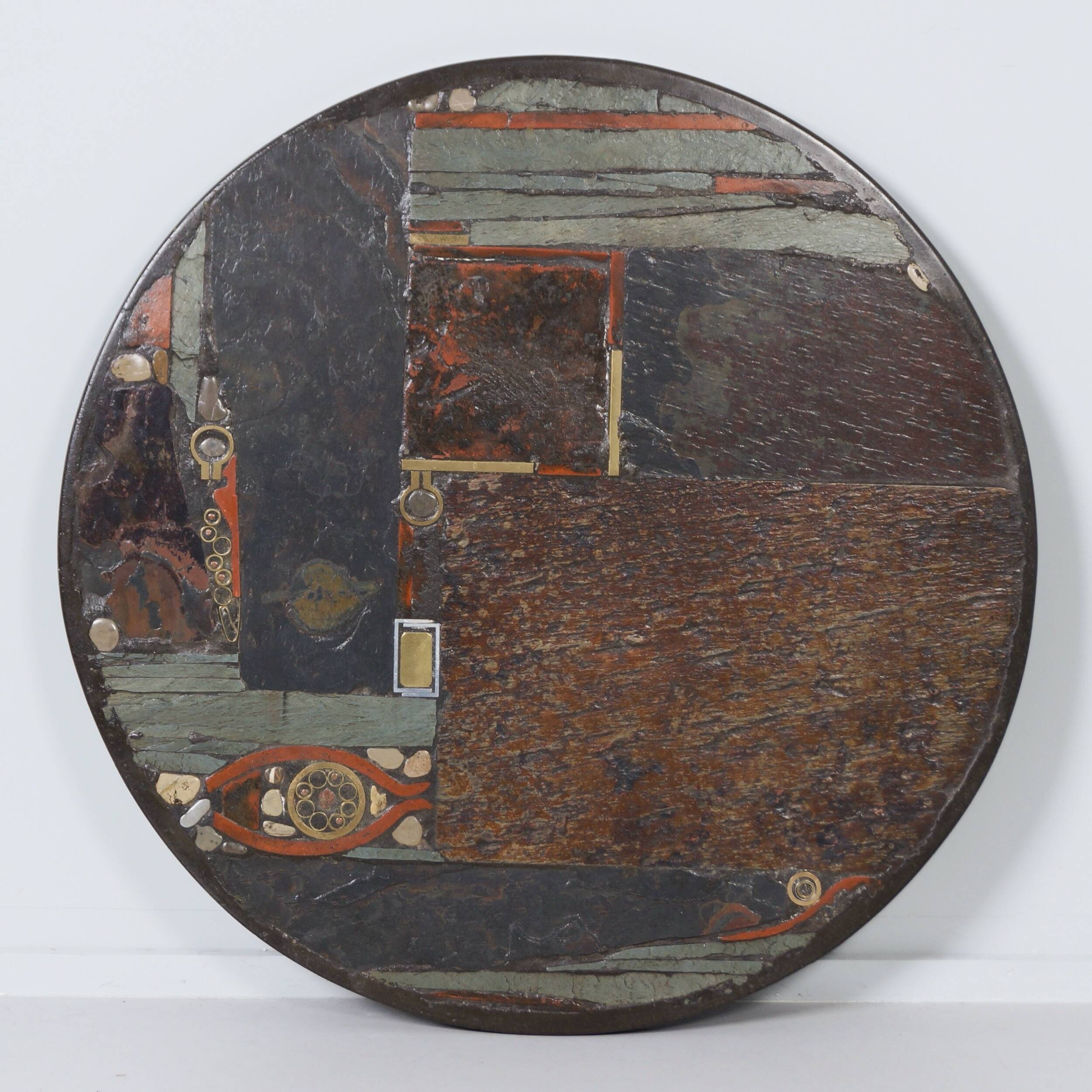 Coffee table by Paul Kingma, 1979 – Mosaic in earth tones, Ø100 cm