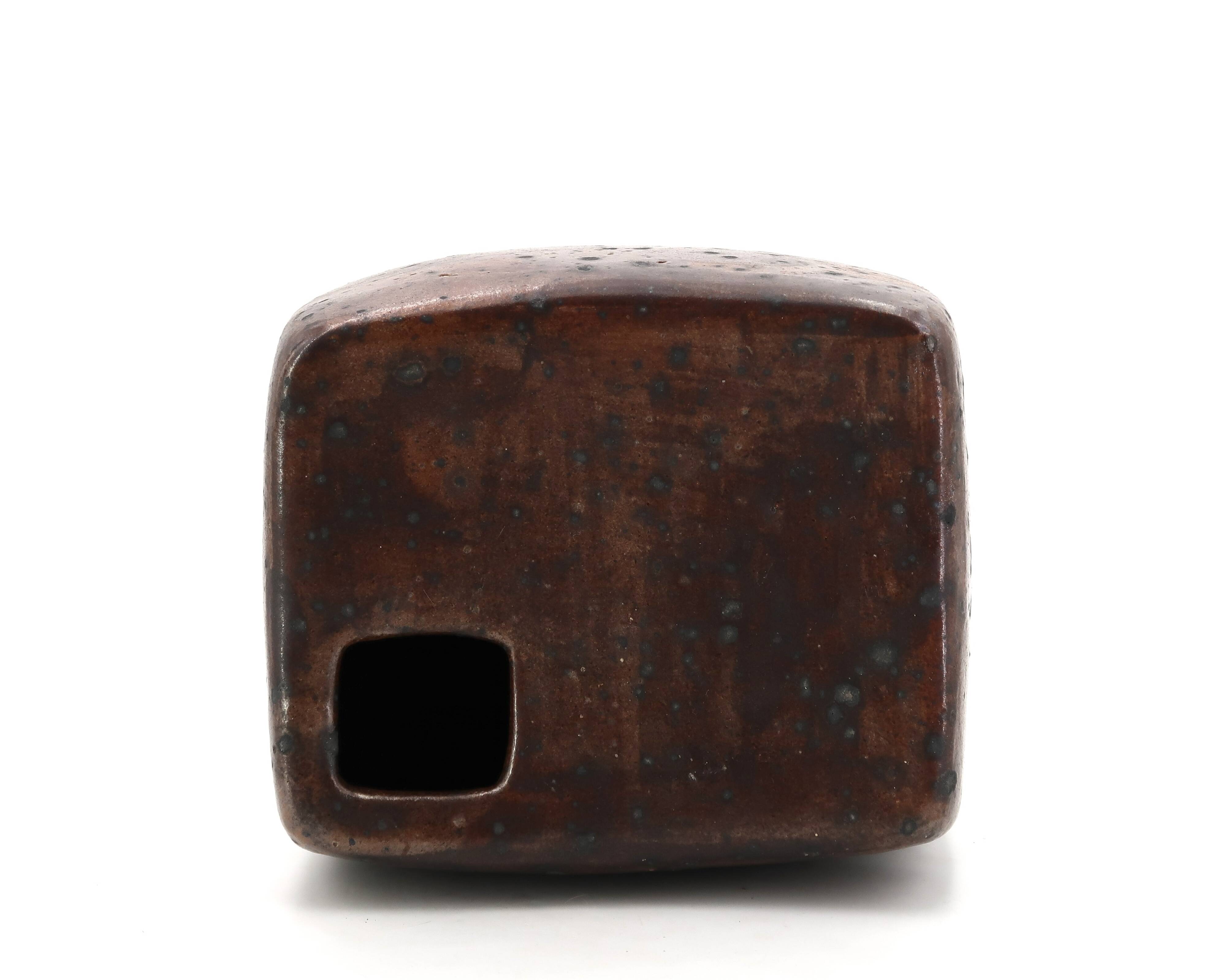 Impressive modernist vase in pyrite stoneware, La Borne, 1970s