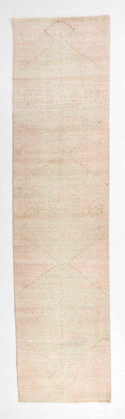 Dusty beige handmade runner rug