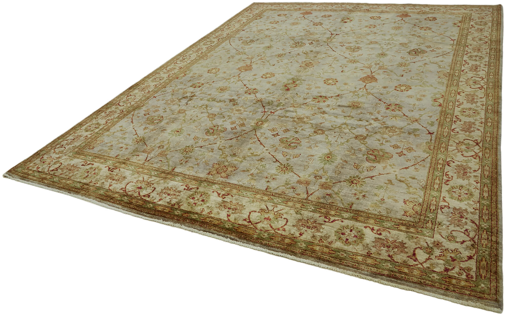Handmade oriental unique 1980s 273 cm x 365 cm beige wool carpet