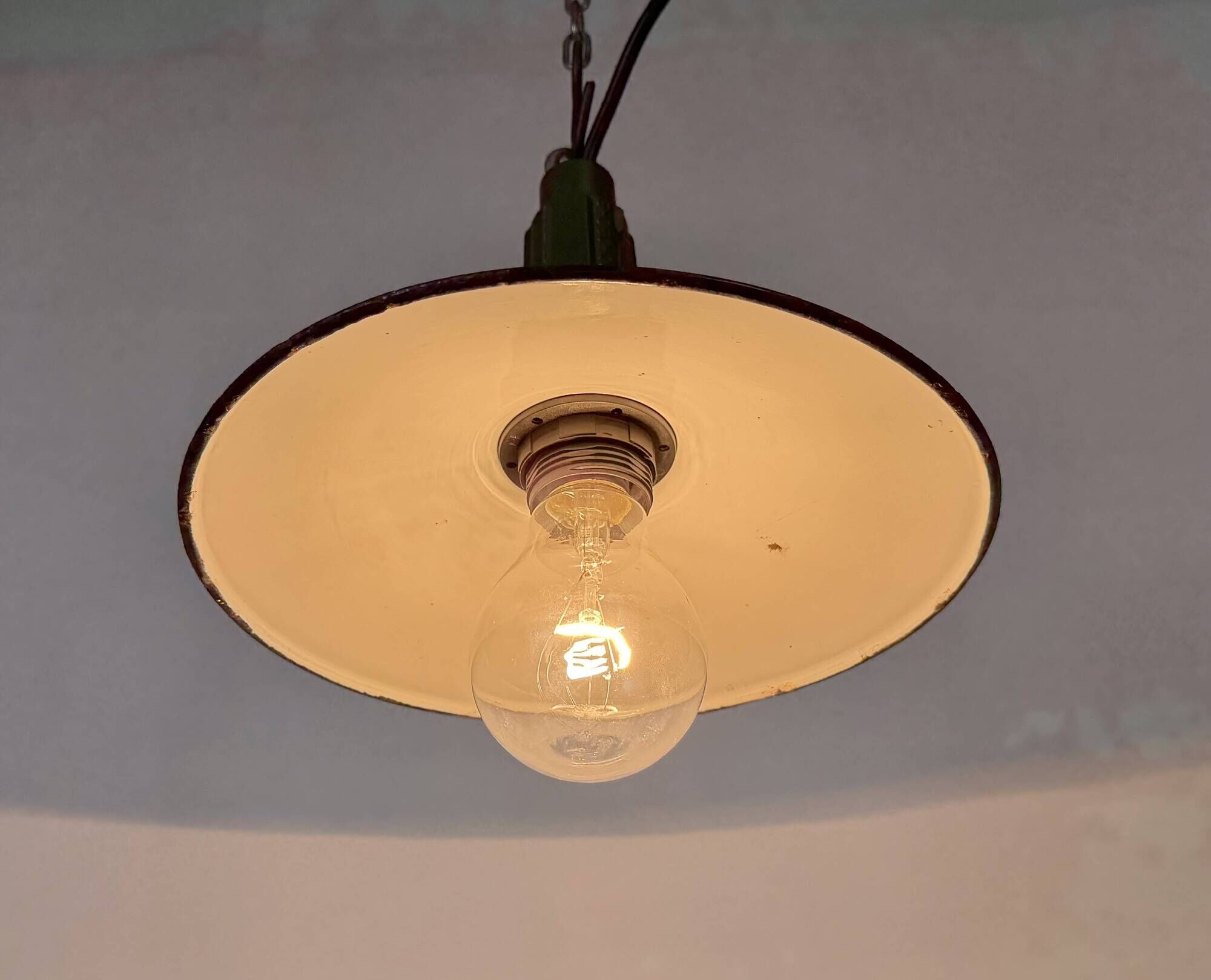Industrial Blue Enamel Military Pendant Lamp with Cast Aluminium Top, 1960s