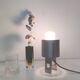 Lampe de table année 70 inox formes géométriques