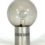 Stilux Milano, Mid-century aluminum and bullicante glass table lamp