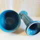 Column and basin in Art Deco style in blue glazed ceramic - mid 20th century.