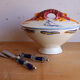 Covered ceramic vegetable dish with painted marine decoration – lobster dish