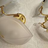 Pair of double wall sconces, gold leaf, shell, Hollywood Regency