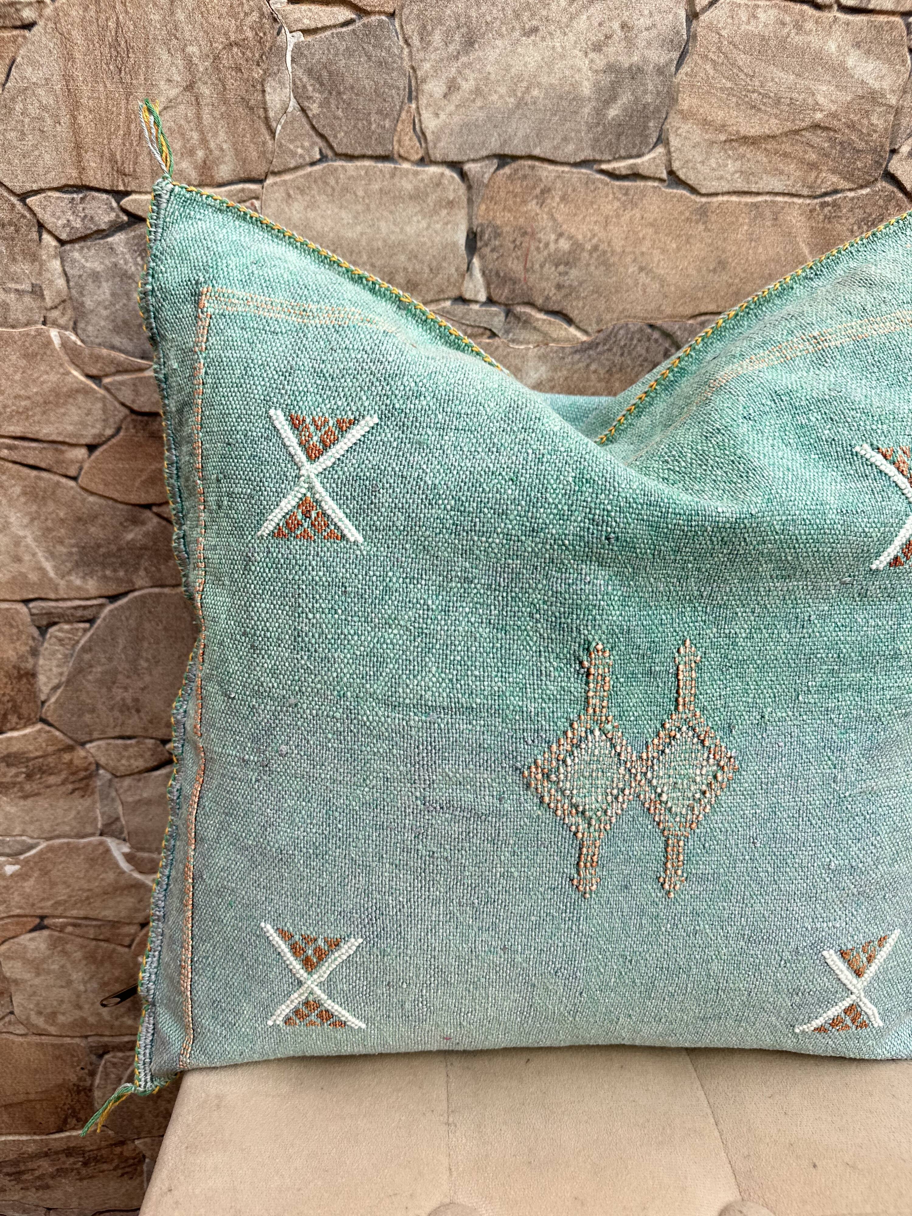 Silk cactus cushion cover: Handwoven Moroccan Sabra cushion.
