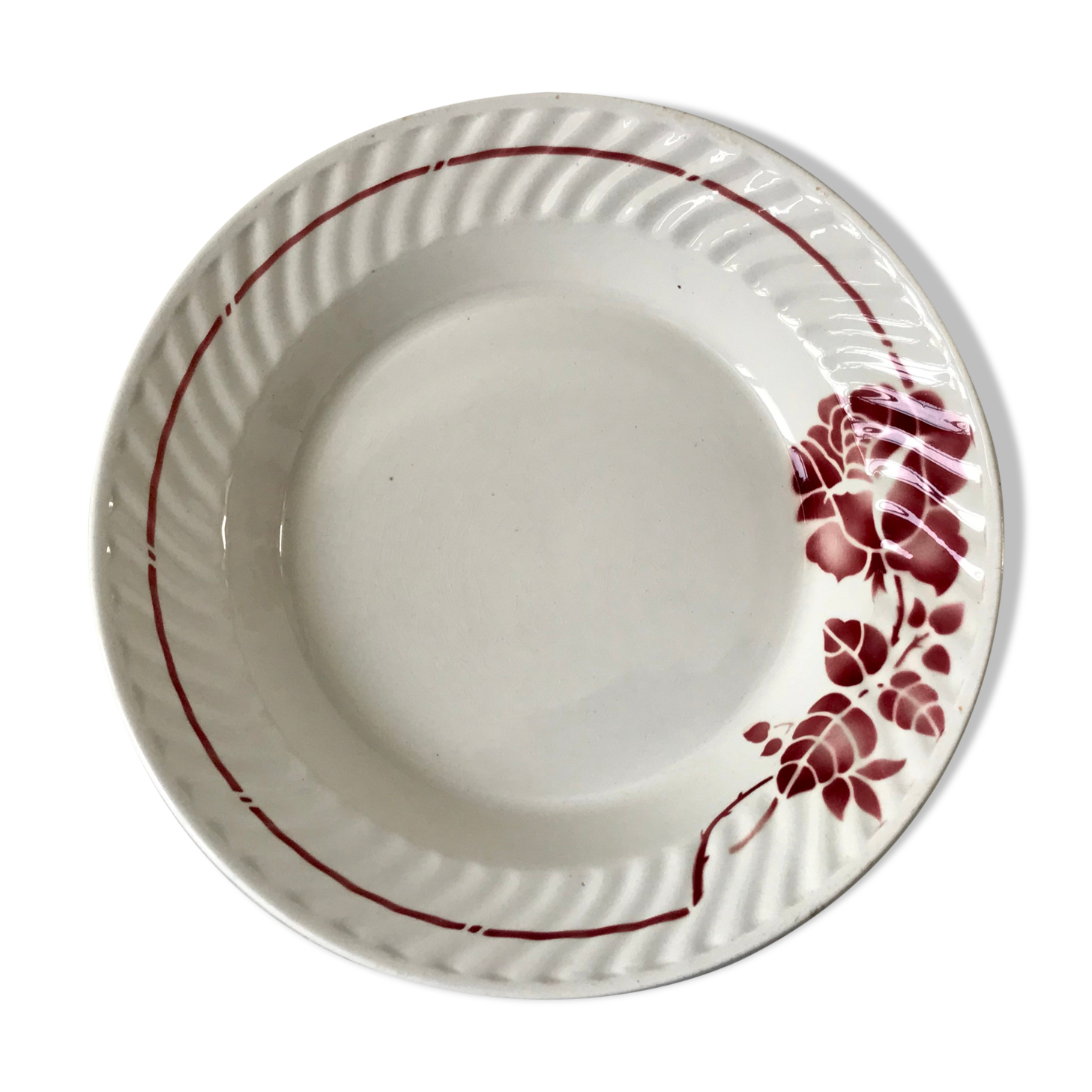 Hollow dish Saint-Amand pink flowers 30s