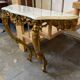 Console style Louis XV en bois doré et marbre