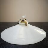 Ancienne suspension baladeuse en opaline blanche art déco 1930 ø 24.7 cm