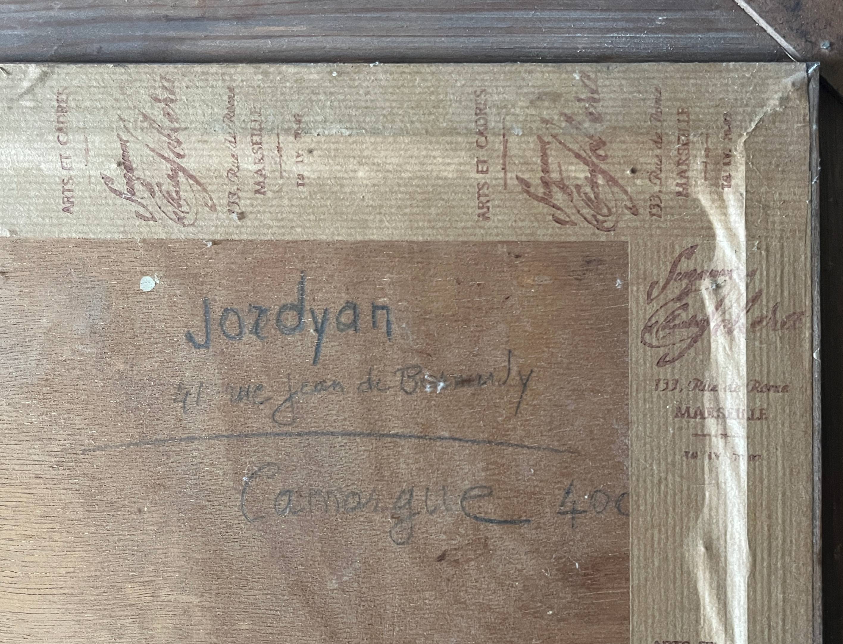 HSP painting, early 20th century, "Camargue Landscape" signed Jordyan + frame