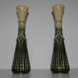 Pair of art deco soliflore vases in slurry
