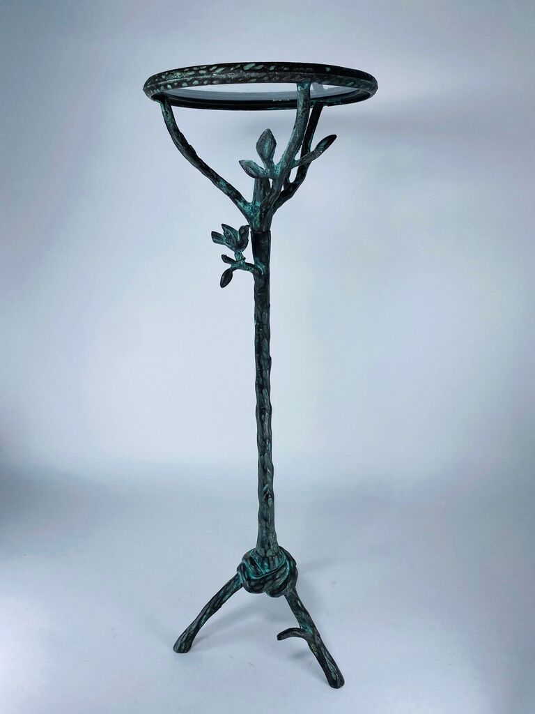 Metal pedestal table in the manner of Diego Giacometti