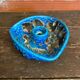 Vintage blue fat lava ceramic cyclops candle holder charles cart