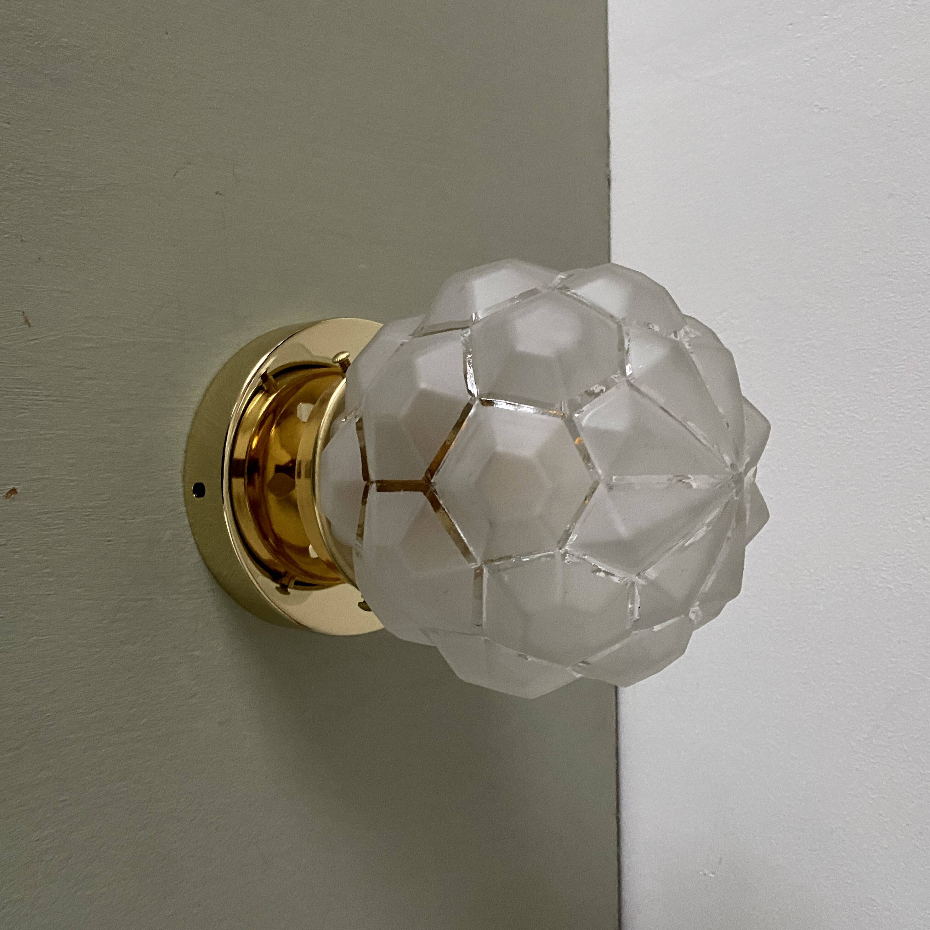 Vintage art deco globe wall or ceiling light in frosted glass