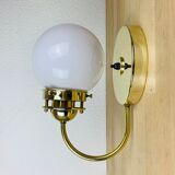 Brass wall lamp and opaline globe