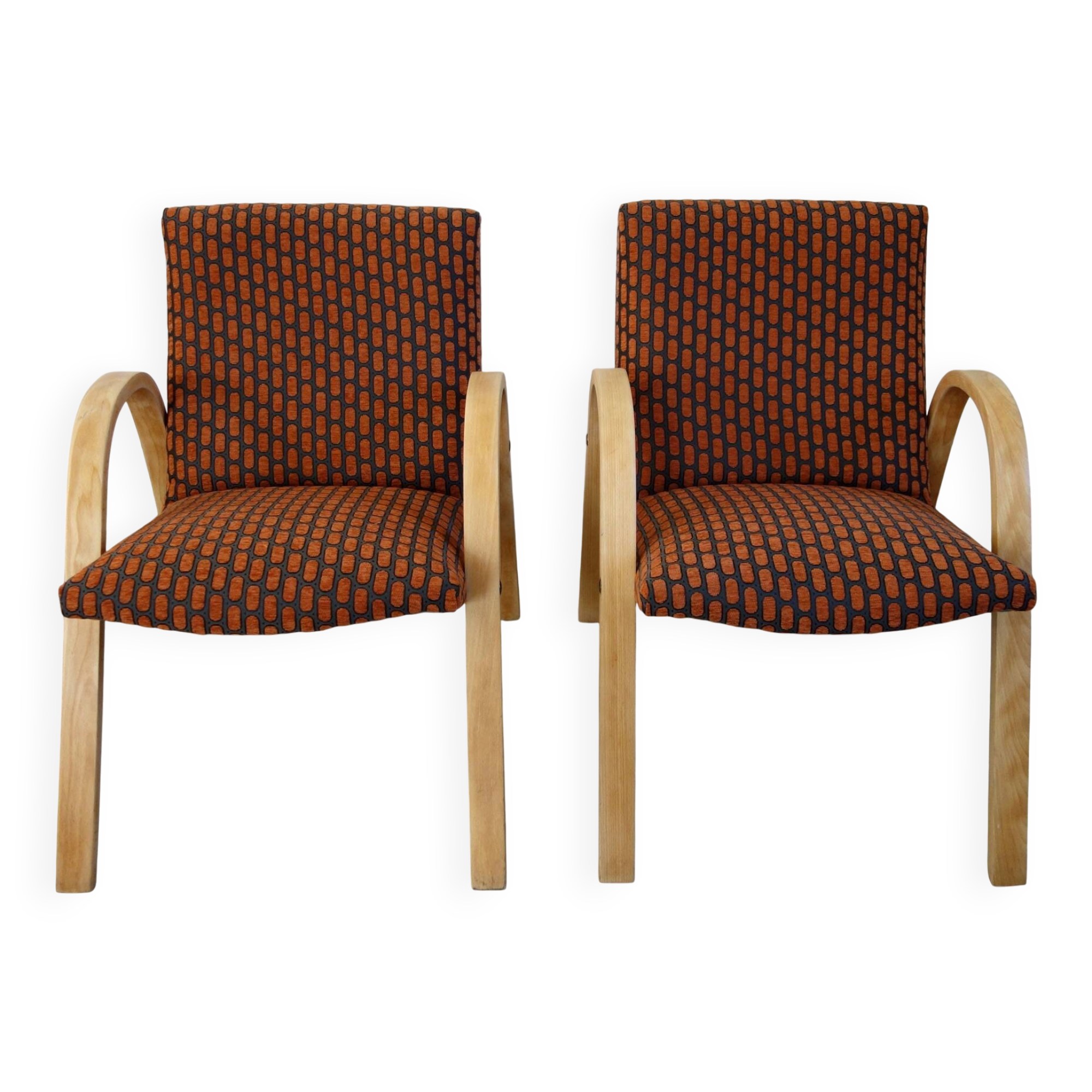 Pair of Bow Wood armchairs by Steiner, 1950s