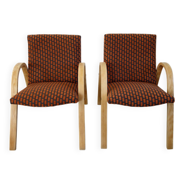 Pair of Bow Wood armchairs by Steiner, 1950s