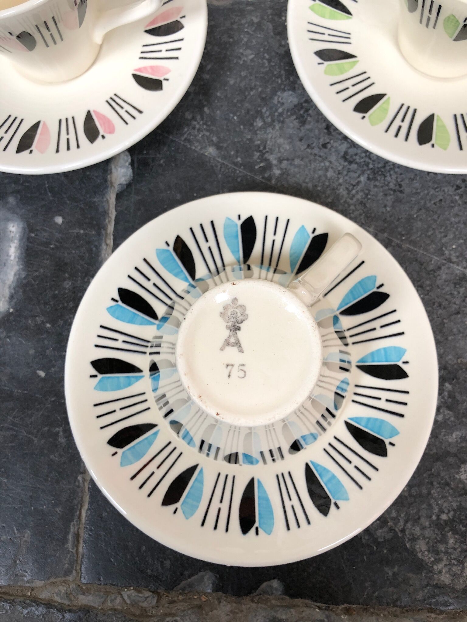 6 cups and saucers, late 60s