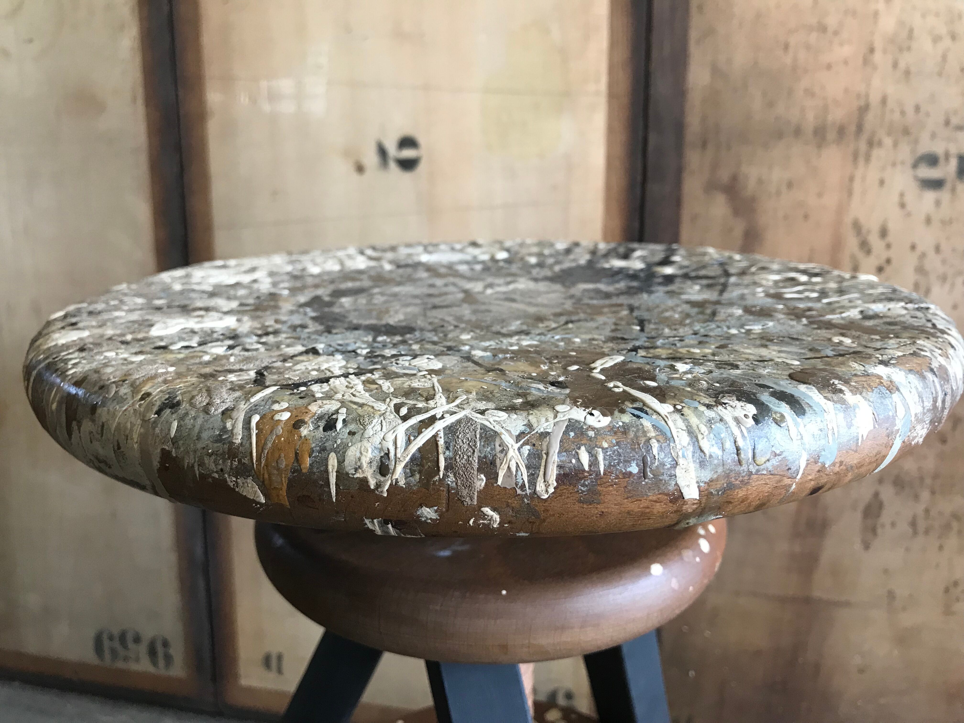 Stool with screws vintage artist painter wood