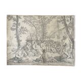 The preaching of Saint John the Baptist Rare three virgins and child golden number