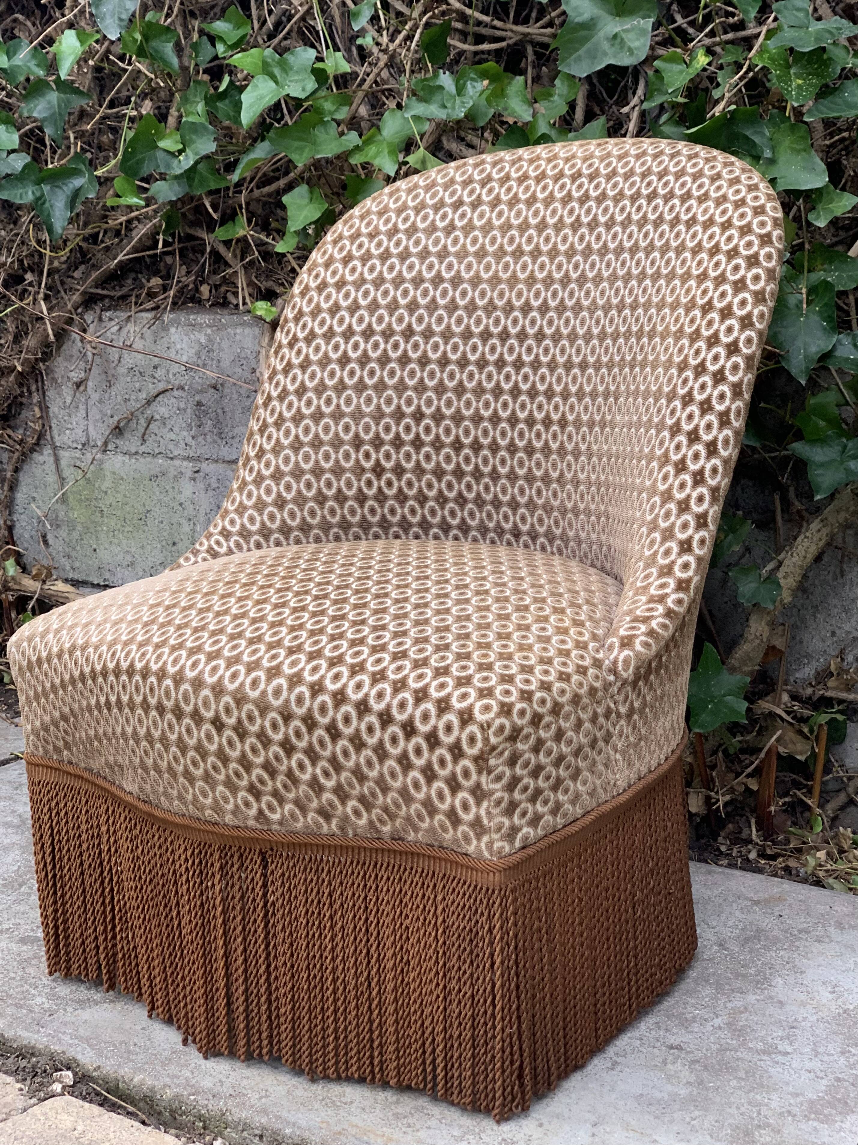 Vintage chocolate velvet toad armchair