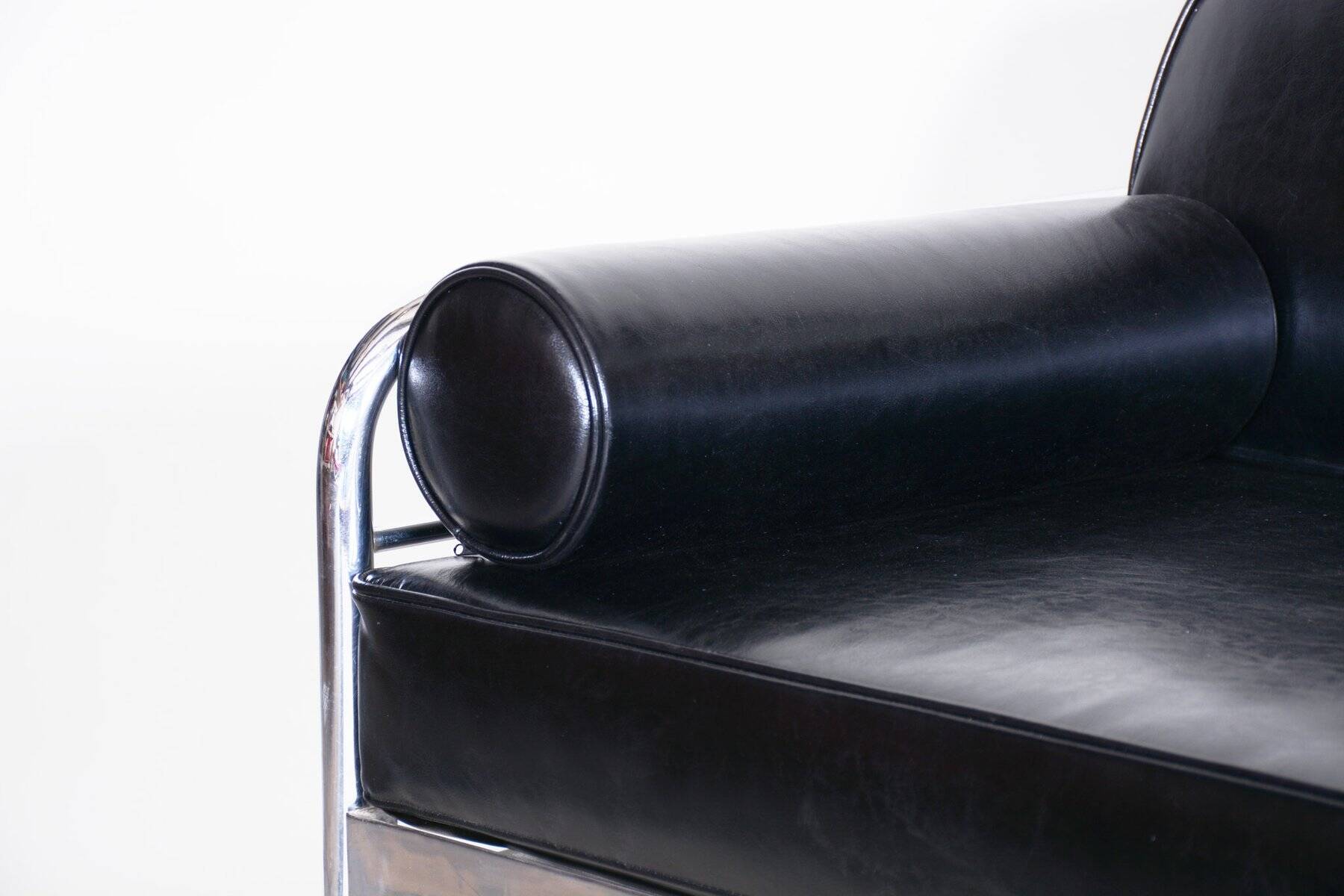 Bauhaus Sofa in Chrome and Leather by Hynek Gottwald, Czech, 1930s