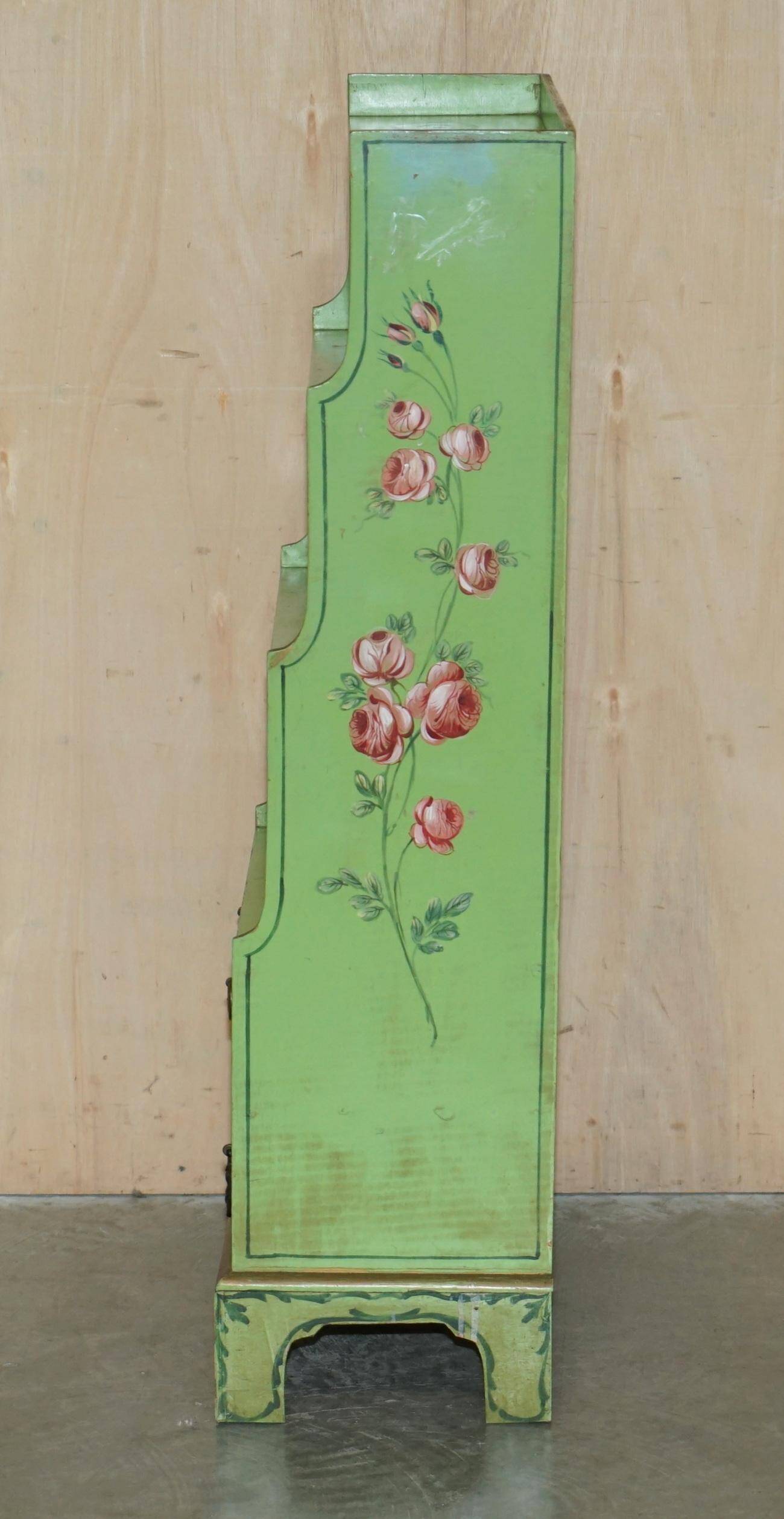 Pair of Waterfall Regency Sheraton antique bookshelves hand-painted.