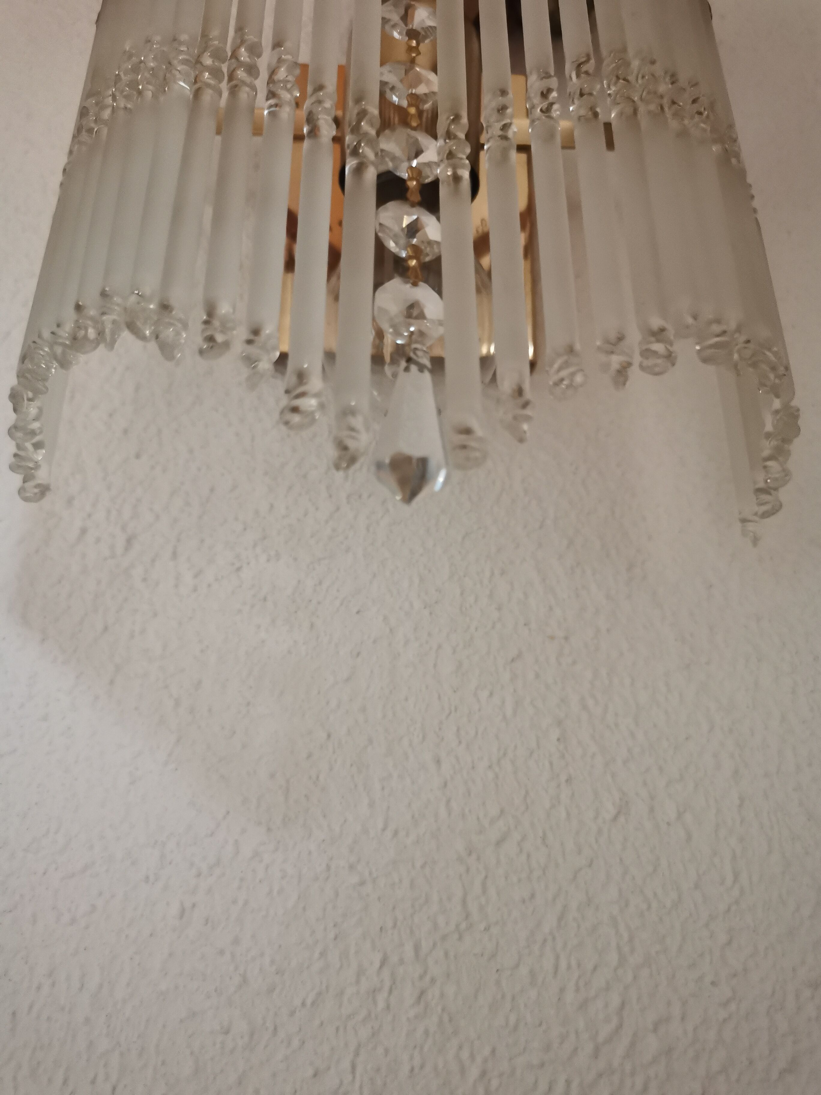 Vintage wall sconce gold metal and stamps