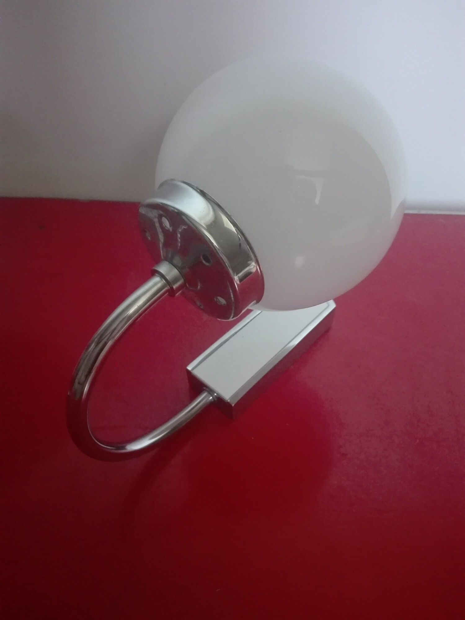 Pair of chrome and glass opaline sconces vintage 70s