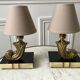 Pair of bronze and marble lamp art deco 30s