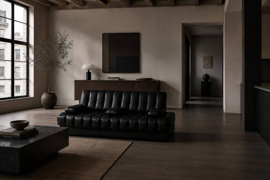 De Sede DS-85 sofa bed in black leather, Switzerland, 1960s